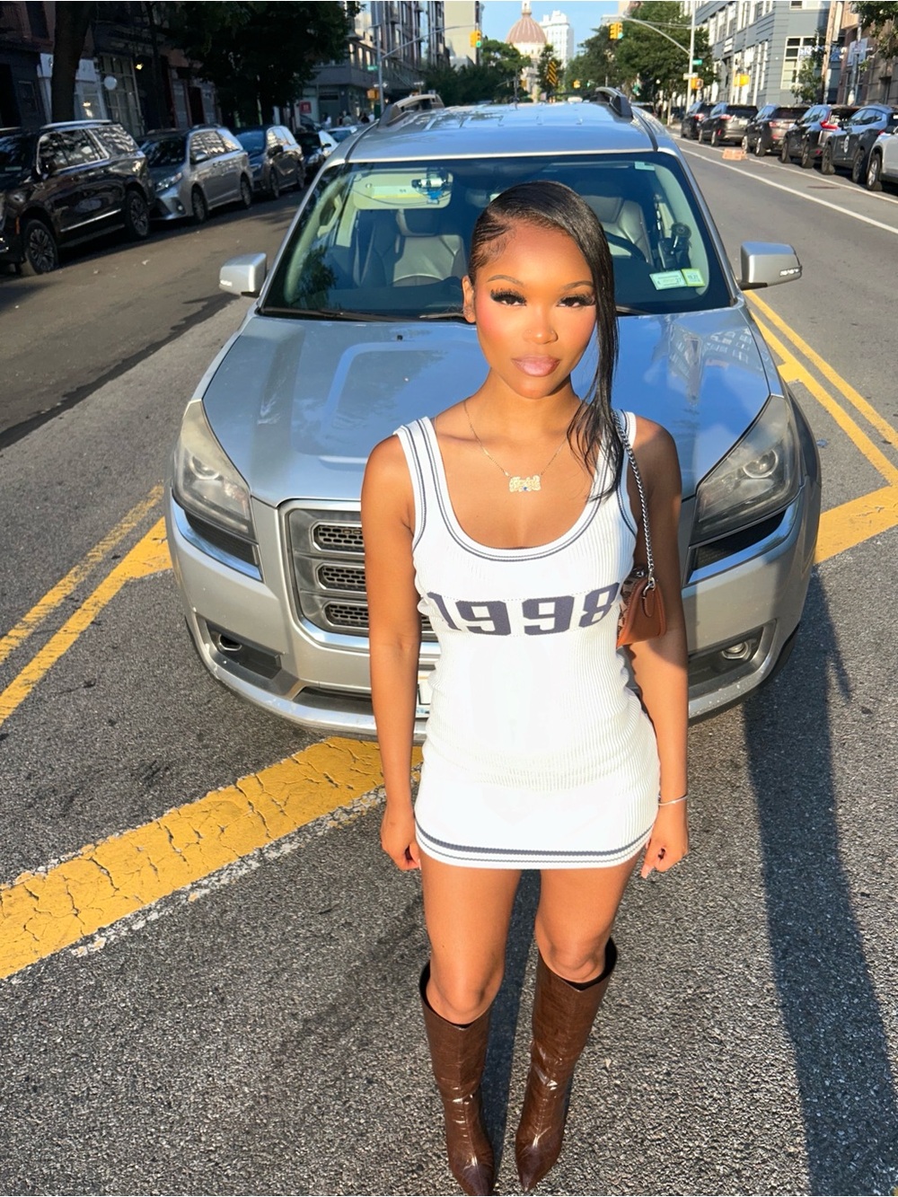 1998 White Ribbed Tank Dress